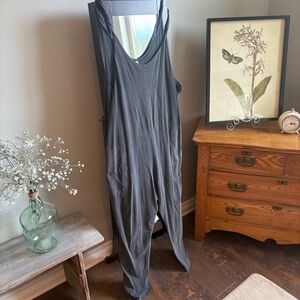 Free People sleeveless jumpsuit onesie in Charcoal Gray